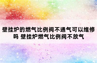 壁挂炉的燃气比例阀不通气可以维修吗 壁挂炉燃气比例阀不放气